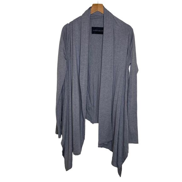 Lauren Bagliore Open Front Cardigan Gray Women’s Size Large Minimalist Lagenlook - Picture 1 of 9